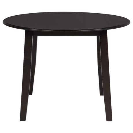 Catley 5-Piece Round Drop Leaf Dining Set - Dark Coffee Table with Ivory Upholstered Chairs – view 6