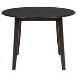 Catley 5-Piece Round Drop Leaf Dining Set - Dark Coffee Table with Ivory Upholstered Chairs – view 7