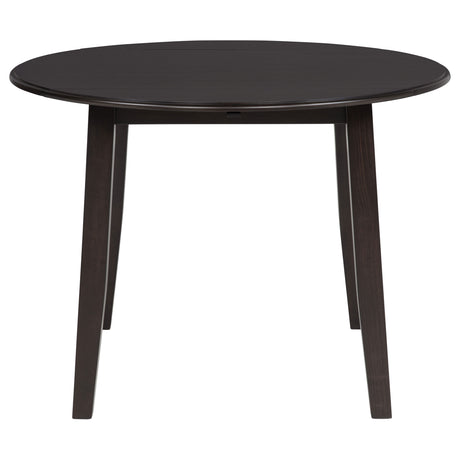 Catley 5-Piece Round Drop Leaf Dining Set - Dark Coffee Table with Ivory Upholstered Chairs – view 7
