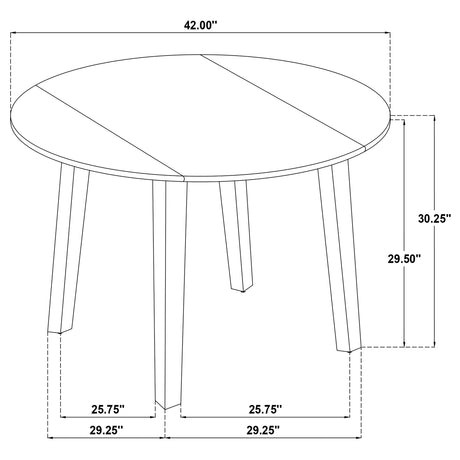 Catley 5-Piece Round Drop Leaf Dining Set - Dark Coffee Table with Ivory Upholstered Chairs – view 18