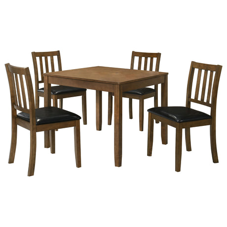 Parkwood 5-Piece Square Dining Set - Compact Table & 4 Slat-Back Chairs in Honey Brown or Charcoal – view 3