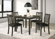 Parkwood 5-Piece Square Dining Set - Charcoal