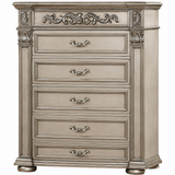 Luxurious Traditional Silver Ornate 5-Piece King Platinum Bedroom Furniture Set