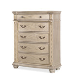 Evelyn Champagne Bedroom 5 Pc Set with Tufted Bed, Dresser, Mirror & Chest