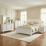 Traditional Rebecca Gold Ornate King Bedroom Set with White and Gold Finish