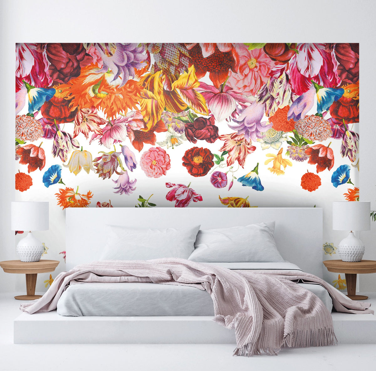 Tropical Flower Rain Wall Mural - Non-Woven, Paste the Wall in 2 Colors