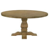 Florence French Country Dining - 126" Trestle Extension Table, 60" Round Pedestal Table & Sideboard in Rustic Honey – view 18