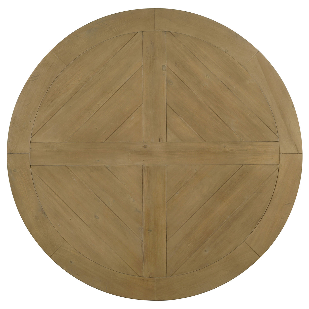 Florence French Country Dining - 126" Trestle Extension Table, 60" Round Pedestal Table & Sideboard in Rustic Honey