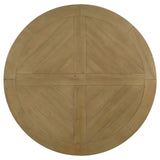 Florence French Country Dining - 126" Trestle Extension Table, 60" Round Pedestal Table & Sideboard in Rustic Honey