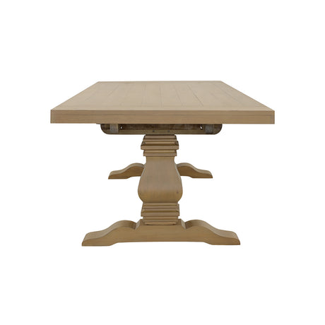 Florence French Country Dining - 126" Trestle Extension Table, 60" Round Pedestal Table & Sideboard in Rustic Honey – view 12