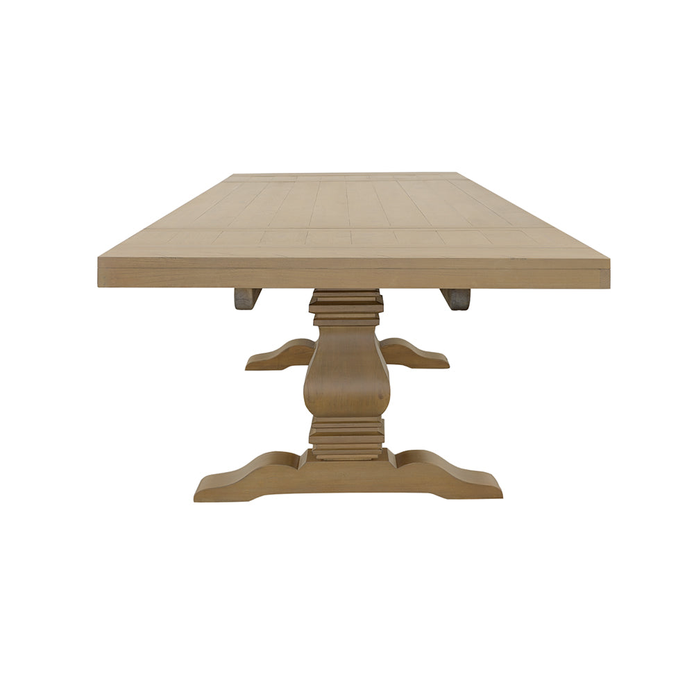 Florence French Country Dining - 126" Trestle Extension Table, 60" Round Pedestal Table & Sideboard in Rustic Honey – view 13