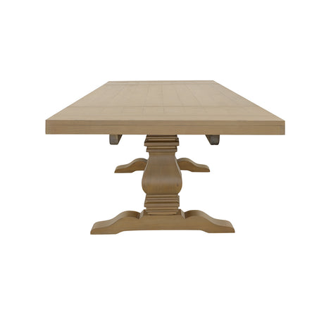 Florence French Country Dining - 126" Trestle Extension Table, 60" Round Pedestal Table & Sideboard in Rustic Honey – view 13