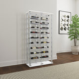 Montara Glass Wine Cabinet with LED Lighting - 18-Bottle Display Curio with Chrome Shelving – view 1