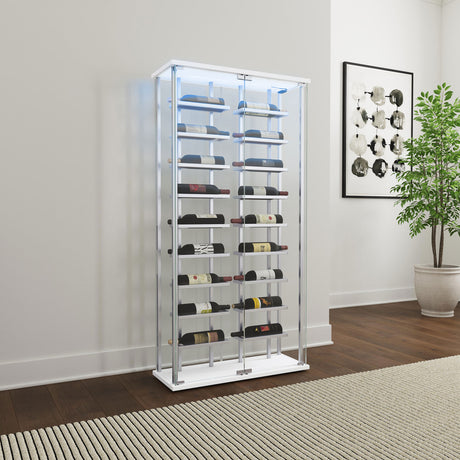 Montara Glass Wine Cabinet with LED Lighting - 18-Bottle Display Curio with Chrome Shelving – view 3
