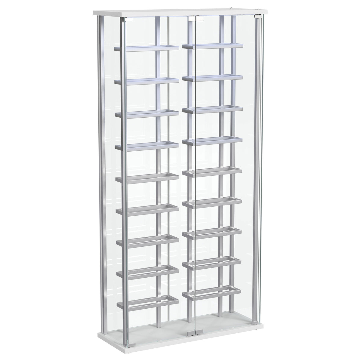 Montara Glass Wine Cabinet with LED Lighting - 18-Bottle Display Curio with Chrome Shelving – view 4