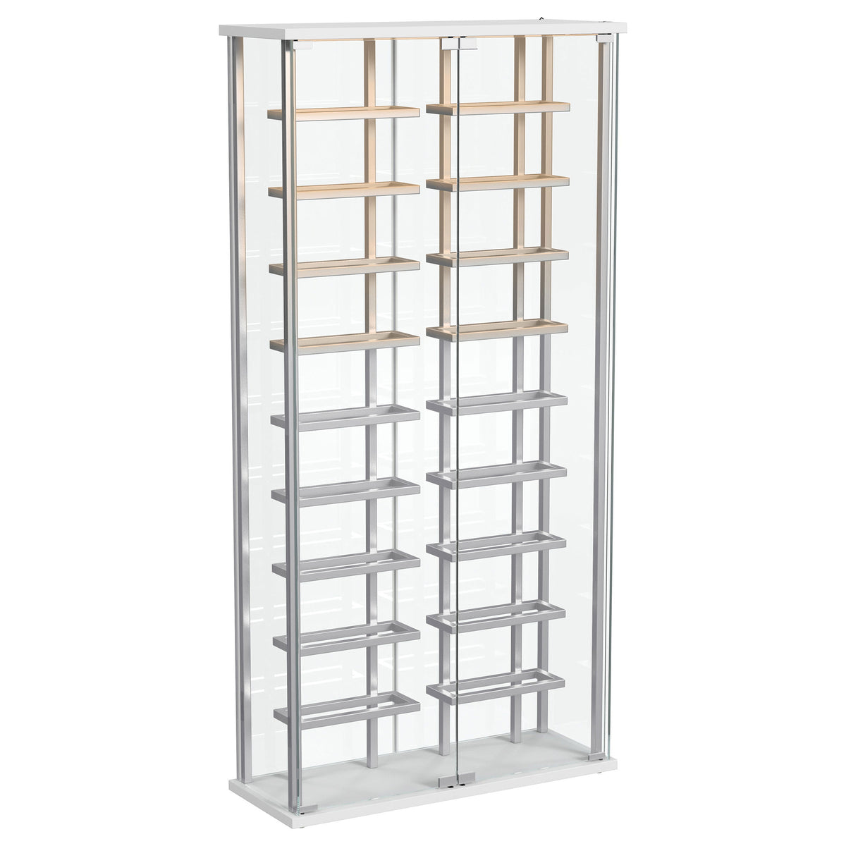Montara Glass Wine Cabinet with LED Lighting - 18-Bottle Display Curio with Chrome Shelving – view 5