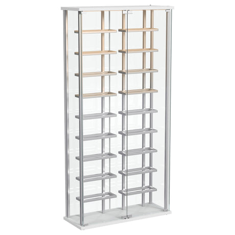 Montara Glass Wine Cabinet with LED Lighting - 18-Bottle Display Curio with Chrome Shelving – view 5