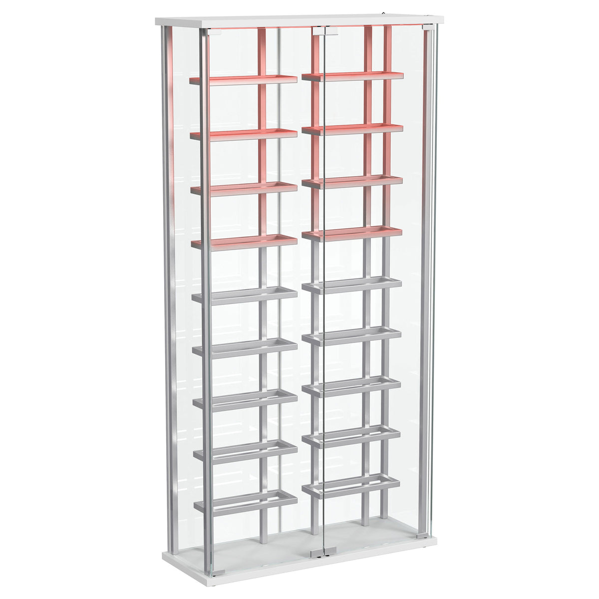 Montara Glass Wine Cabinet with LED Lighting - 18-Bottle Display Curio with Chrome Shelving – view 6