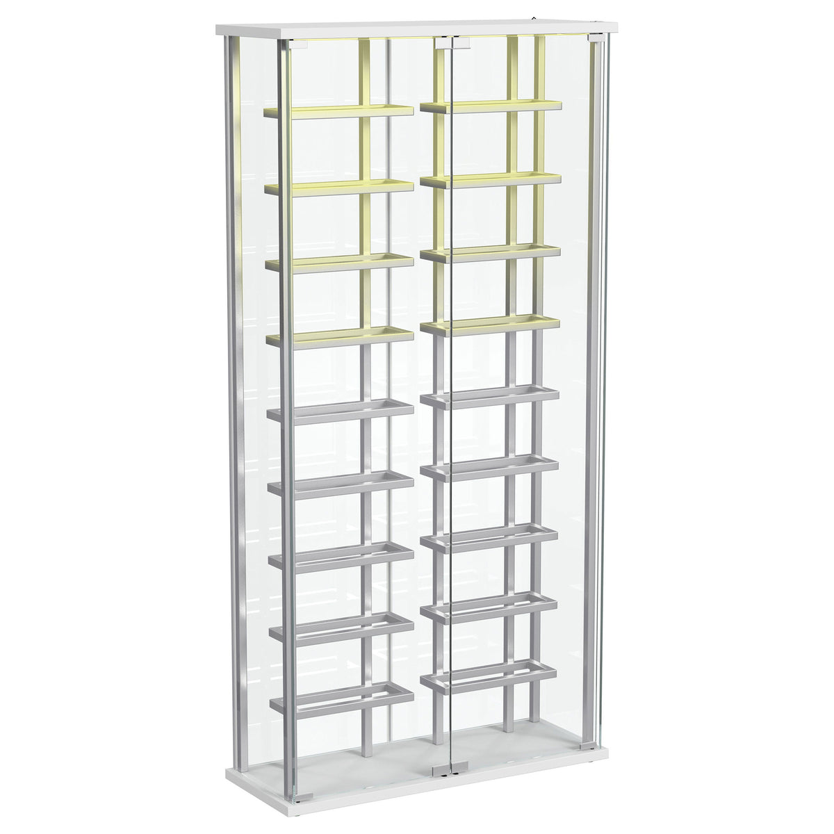 Montara Glass Wine Cabinet with LED Lighting - 18-Bottle Display Curio with Chrome Shelving – view 7