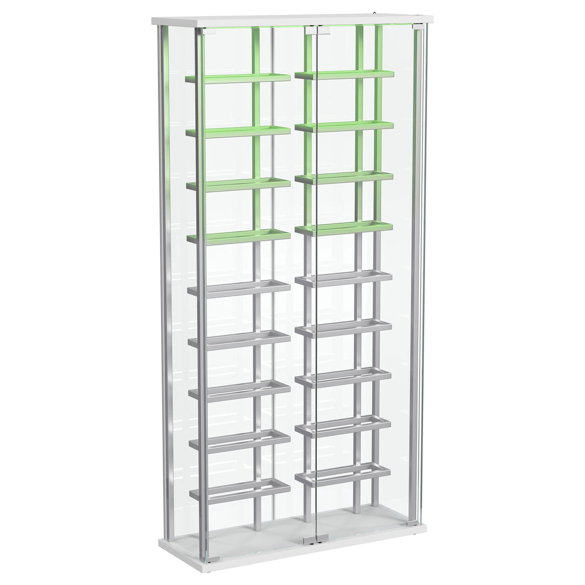 Montara Glass Wine Cabinet with LED Lighting - 18-Bottle Display Curio with Chrome Shelving – view 8