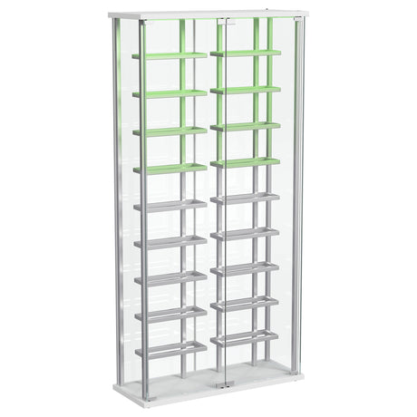 Montara Glass Wine Cabinet with LED Lighting - 18-Bottle Display Curio with Chrome Shelving – view 8