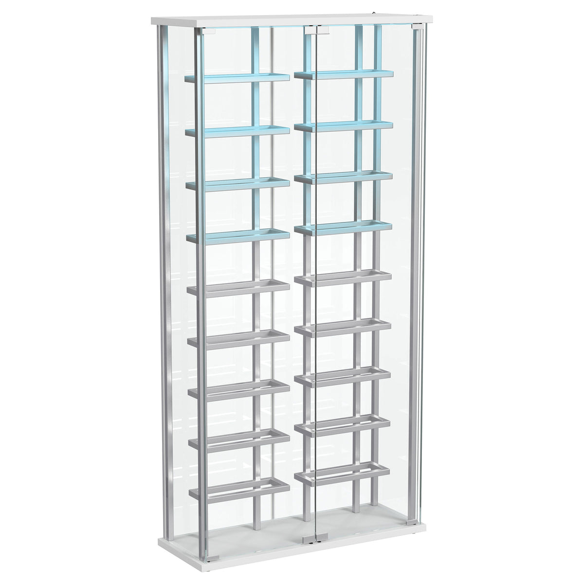 Montara Glass Wine Cabinet with LED Lighting - 18-Bottle Display Curio with Chrome Shelving – view 9