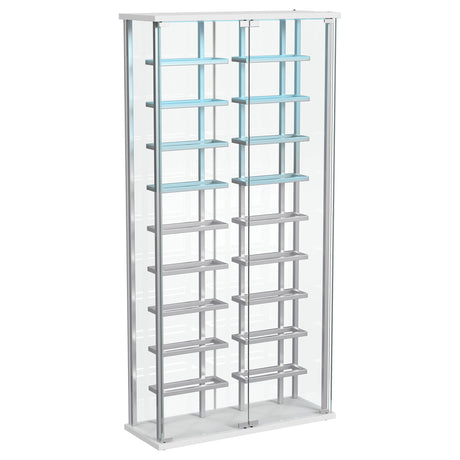 Montara Glass Wine Cabinet with LED Lighting - 18-Bottle Display Curio with Chrome Shelving – view 9