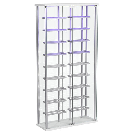 Montara Glass Wine Cabinet with LED Lighting - 18-Bottle Display Curio with Chrome Shelving – view 11