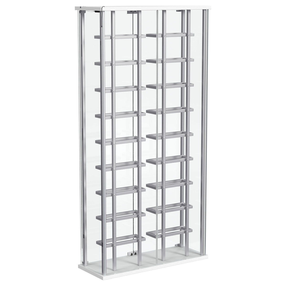 Montara Glass Wine Cabinet with LED Lighting - 18-Bottle Display Curio with Chrome Shelving – view 13