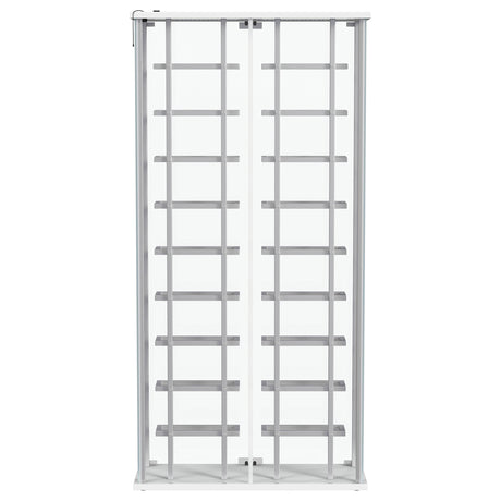 Montara Glass Wine Cabinet with LED Lighting - 18-Bottle Display Curio with Chrome Shelving – view 14