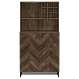 Mendoza 2-Door Bar Cabinet with Wine & Stemware Storage - Rustic Oak Herringbone – view 4