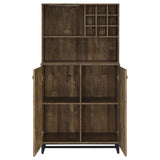 Mendoza 2-Door Bar Cabinet with Wine & Stemware Storage - Rustic Oak Herringbone – view 5