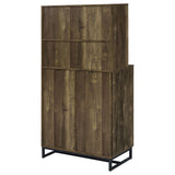 Mendoza 2-Door Bar Cabinet with Wine & Stemware Storage - Rustic Oak Herringbone – view 8