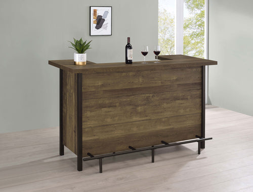 Bellemore Freestanding Home Bar - U-Shaped Wine Cabinet with Stemware Racks in Rustic Oak