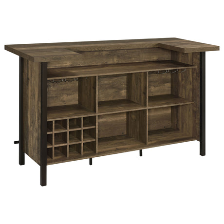 Bellemore Freestanding Home Bar - U-Shaped Wine Cabinet with Stemware Racks in Rustic Oak – view 4