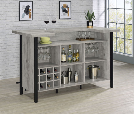 Bellemore U-Shaped Home Bar with Wine & Stemware Storage - Farmhouse Grey Driftwood – view 3