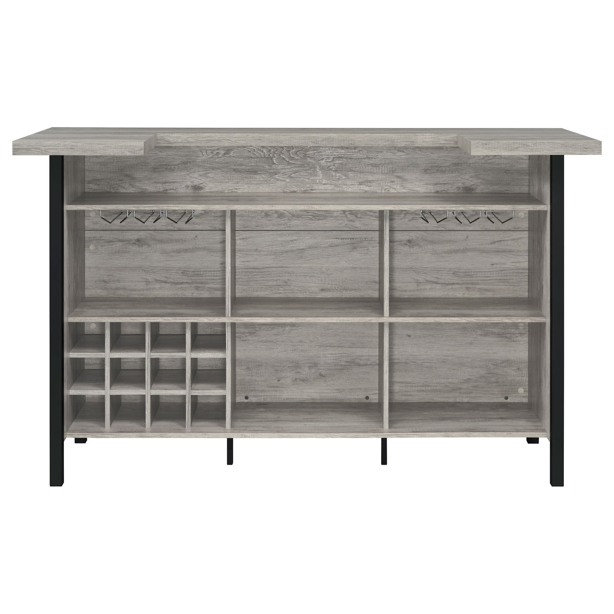Bellemore U-Shaped Home Bar with Wine & Stemware Storage - Farmhouse Grey Driftwood – view 8