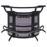 Dallas Curved Home Bar Unit & 3-Piece Bar Set - Smoked Acrylic & Tempered Glass in Black – view 16