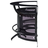 Dallas Curved Home Bar Unit & 3-Piece Bar Set - Smoked Acrylic & Tempered Glass in Black – view 18
