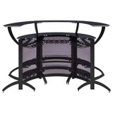 Dallas Curved Home Bar Unit & 3-Piece Bar Set - Smoked Acrylic & Tempered Glass in Black – view 20