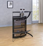 Dallas Curved Home Bar Unit & 3-Piece Bar Set - Smoked Acrylic & Tempered Glass in Black – view 1