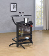 Dallas Curved Home Bar Unit & 3-Piece Bar Set - Smoked Acrylic & Tempered Glass in Black – view 4