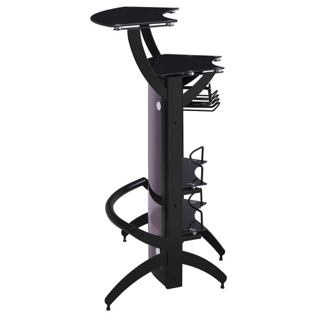 Dallas Curved Home Bar Unit & 3-Piece Bar Set - Smoked Acrylic & Tempered Glass in Black – view 7