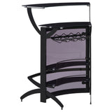 Dallas Curved Home Bar Unit & 3-Piece Bar Set - Smoked Acrylic & Tempered Glass in Black – view 8