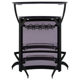 Dallas Curved Home Bar Unit & 3-Piece Bar Set - Smoked Acrylic & Tempered Glass in Black – view 9
