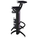 Dallas Curved Home Bar Unit & 3-Piece Bar Set - Smoked Acrylic & Tempered Glass in Black – view 11