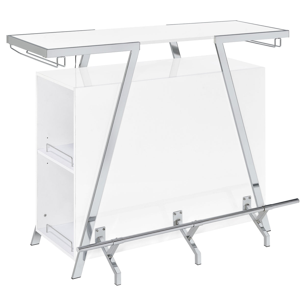Araceli Freestanding Home Bar Cabinet with Color-Changing LED - White High Gloss & Chrome – view 7