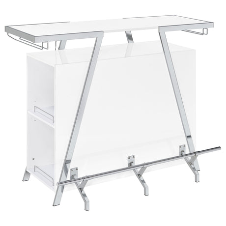 Araceli Freestanding Home Bar Cabinet with Color-Changing LED - White High Gloss & Chrome – view 7