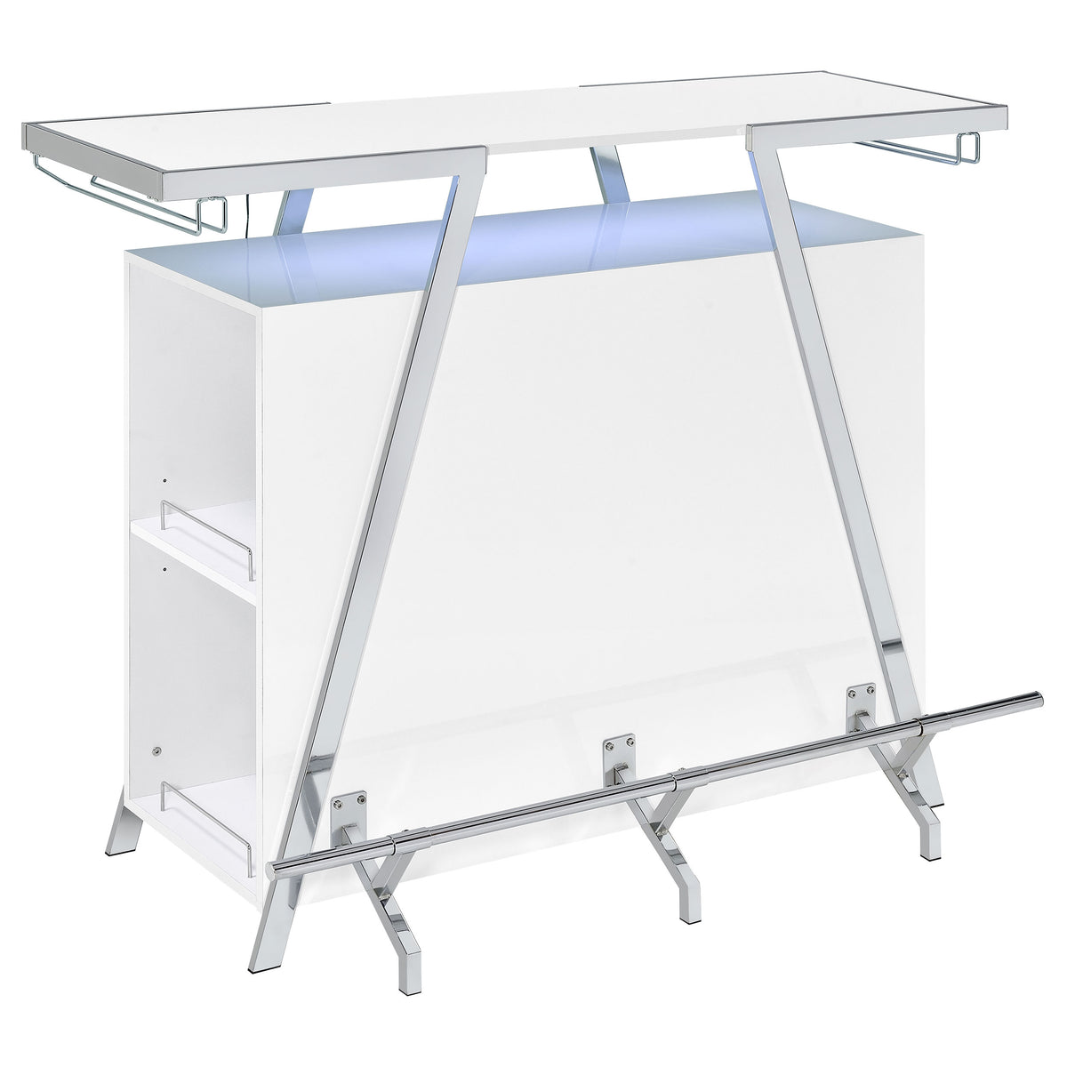 Araceli Freestanding Home Bar Cabinet with Color-Changing LED - White High Gloss & Chrome – view 8