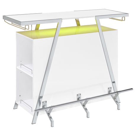 Araceli Freestanding Home Bar Cabinet with Color-Changing LED - White High Gloss & Chrome – view 11